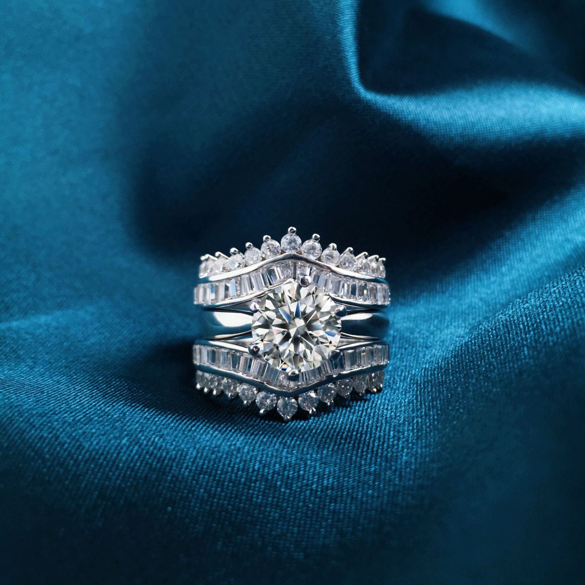 2Ct Round Cut Vintage Sterling Silver Wedding Ring Set-Sterling Silver-lornajewelry