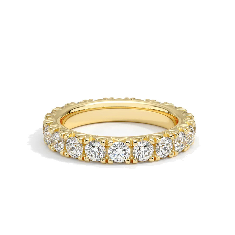 Luna Moissanite Round Cut 4.0mm Full Eternity Wedding Band In Sterling Silver
