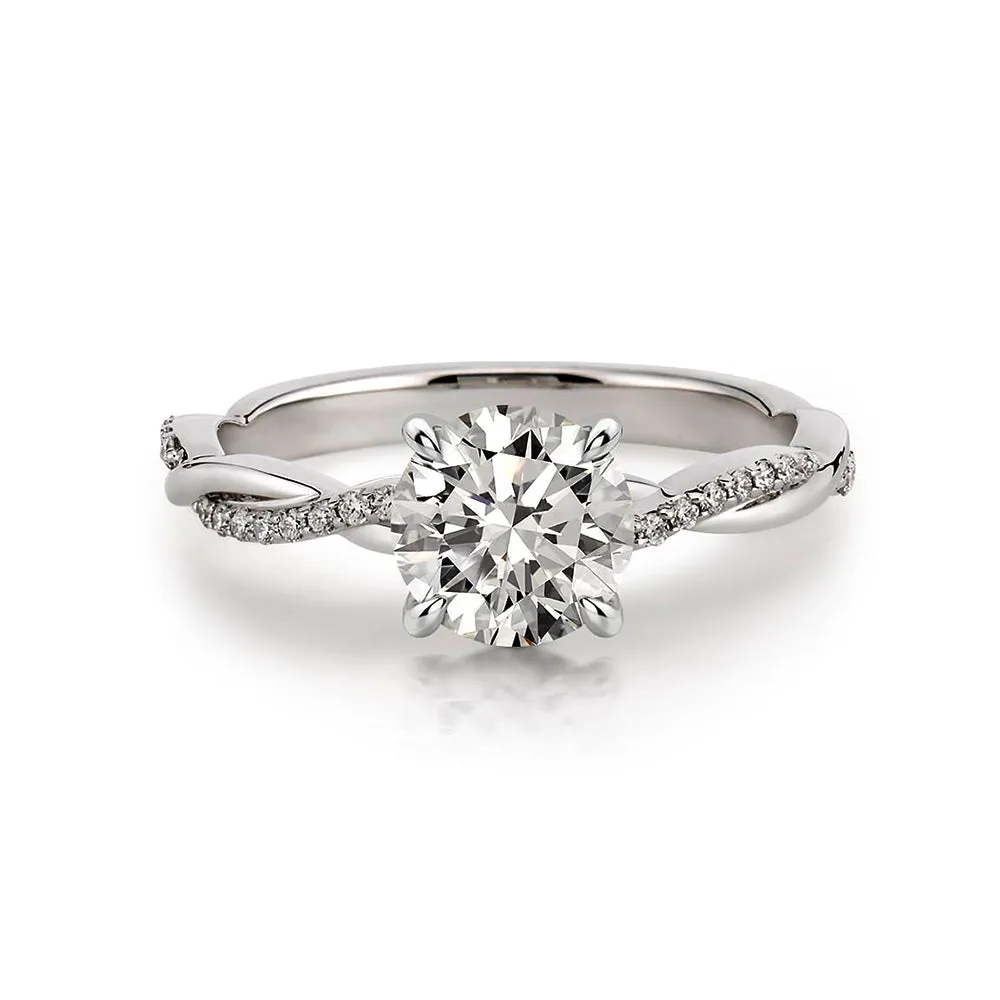 2Ct Moissanite Twist Round Cut Promise Ring-Sterling Silver-lornajewelry