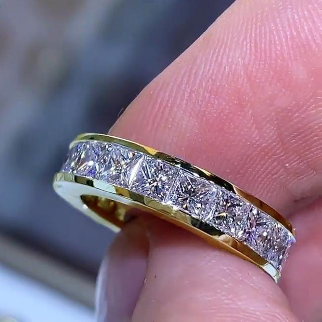 Classic Princess Cut Wedding Band in Sterling Silver