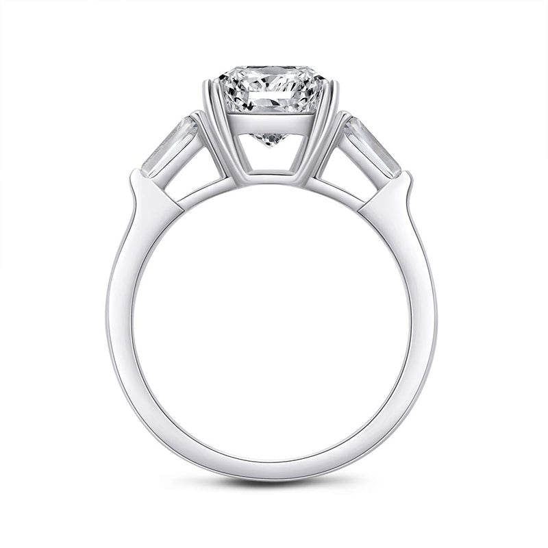 3Ct Three Stone Emerald Cut Tapered Baguette Engagement Ring-Sterling Silver-lornajewelry