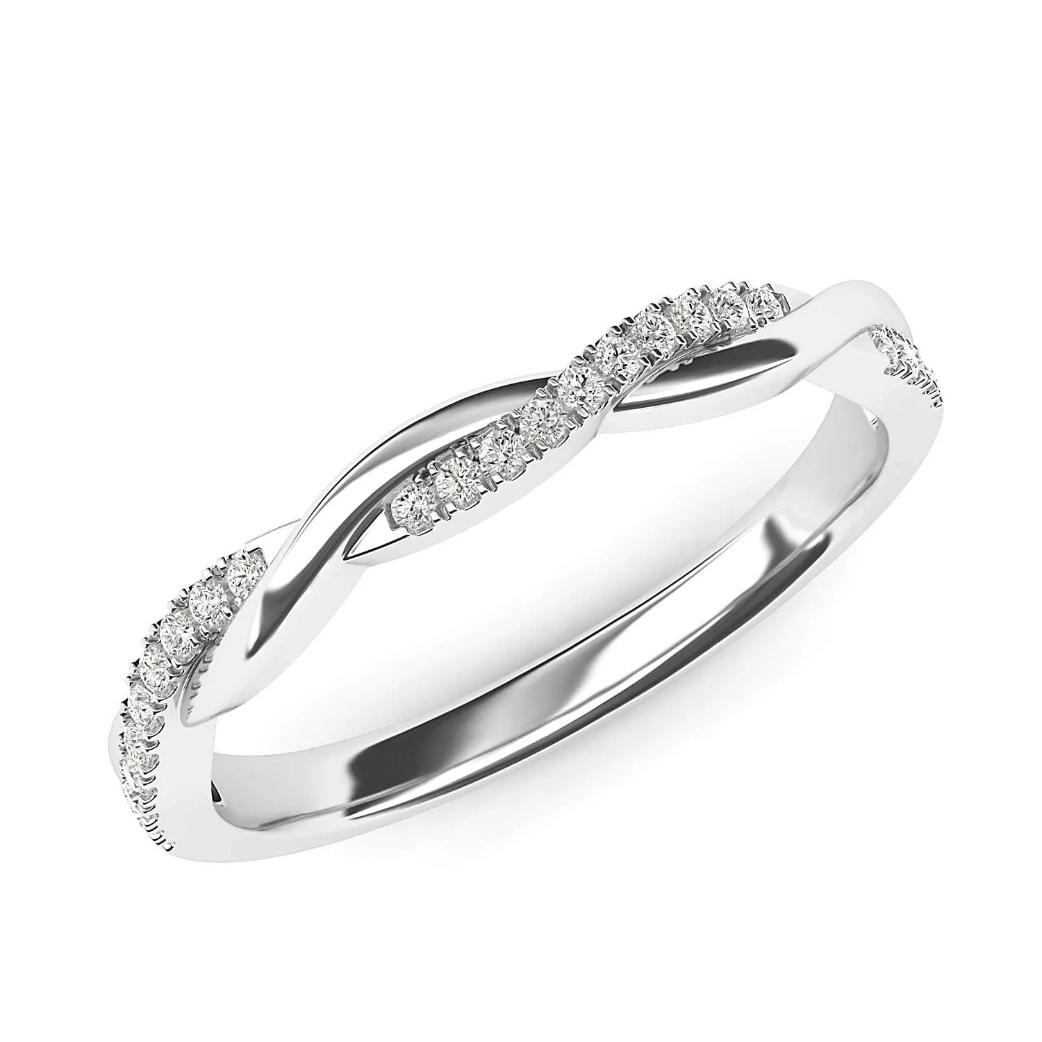 Moissanite Twist Eternity Wedding Band Stackable Ring-Sterling Silver-lornajewelry