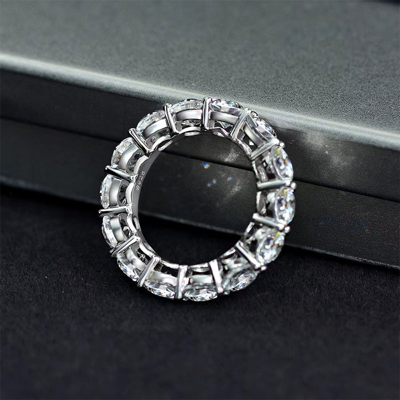 Classic Eternity Round Cut Women's Wedding Ring Band for Anniversary-Sterling Silver-lornajewelry