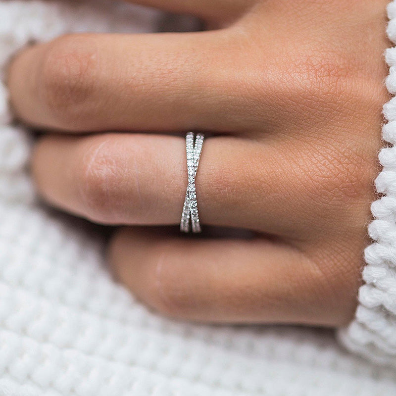 Classic X Criss Cross Wedding Band For Women In Sterling Silver-Sterling Silver-lornajewelry
