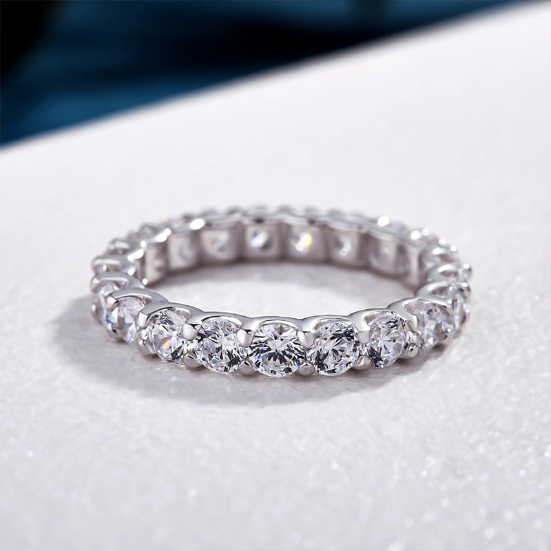 Classic Round Cut Women's Wedding Band In Sterling Silver-Sterling Silver-lornajewelry