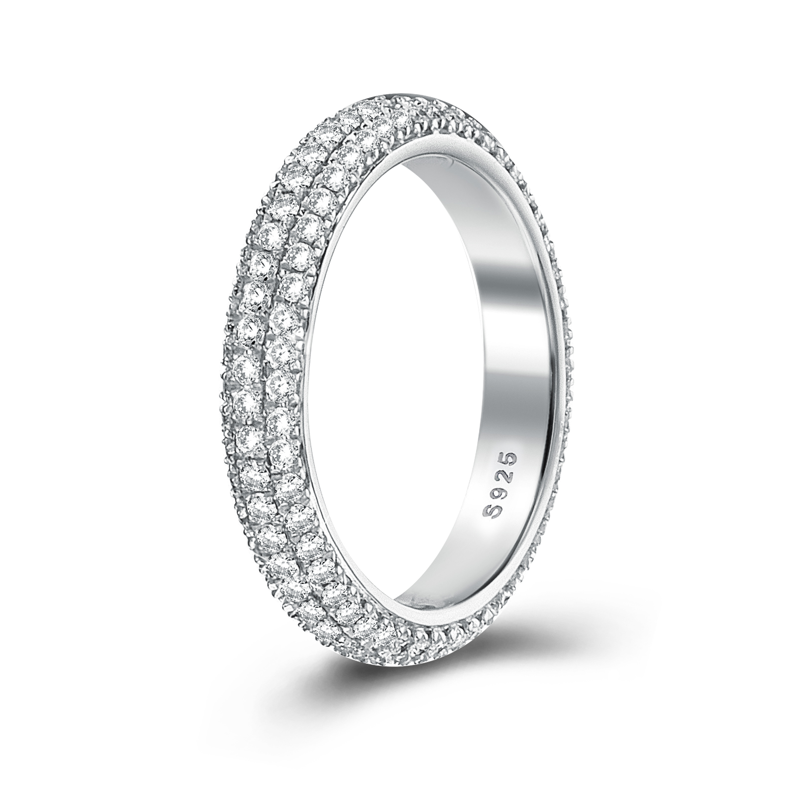 Vintage 3 Row Design Round Cut Women's Wedding Band In Sterling Silver-Sterling Silver-lornajewelry