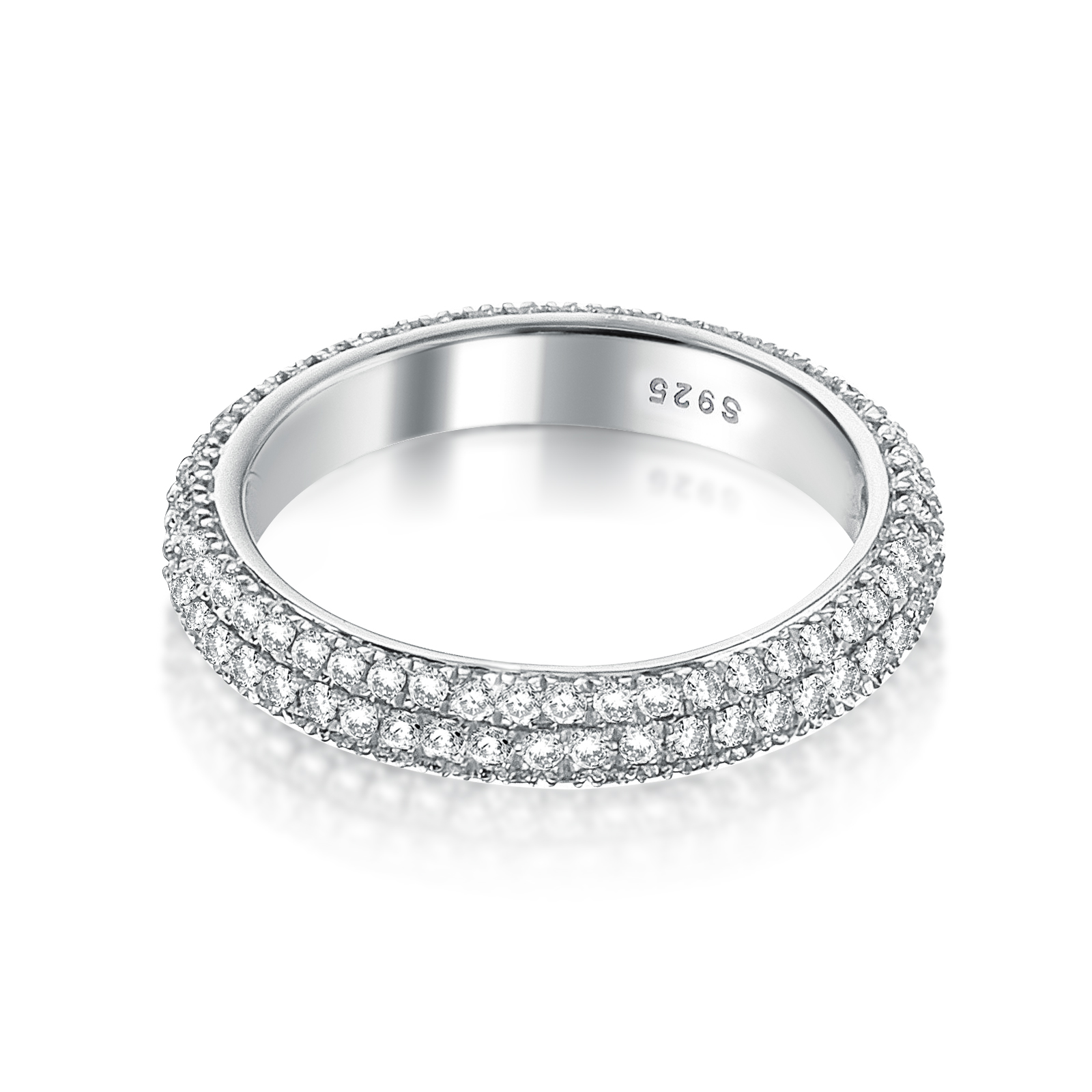 Vintage 3 Row Design Round Cut Women's Wedding Band In Sterling Silver-Sterling Silver-lornajewelry