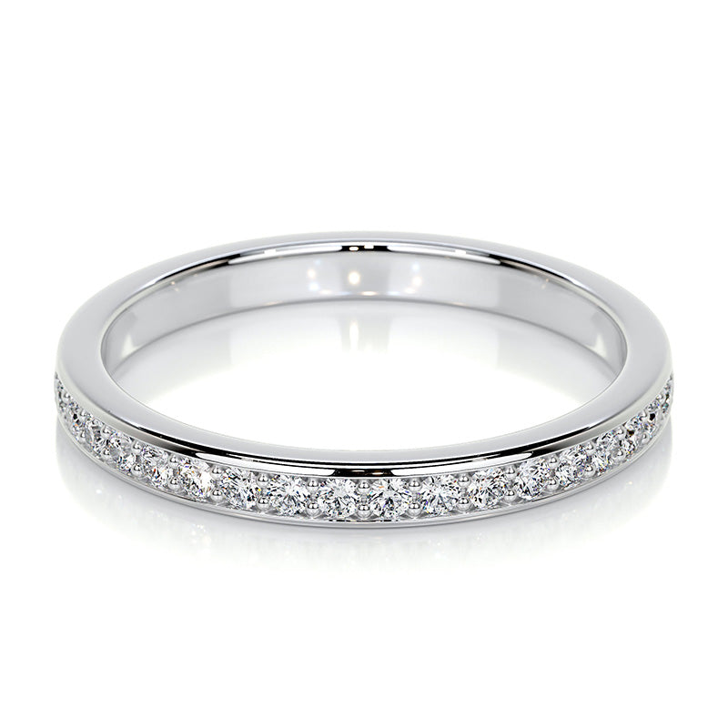 Exclusive Channel Set Curved Half Wedding Band In Sterling Silver-Sterling Silver-lornajewelry