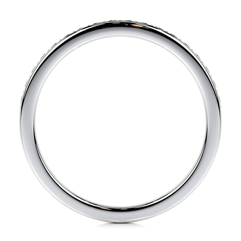Exclusive Channel Set Curved Half Wedding Band In Sterling Silver-Sterling Silver-lornajewelry