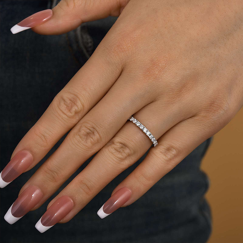 Round Cut Half Eternity Women's Wedding Band-Sterling Silver-lornajewelry