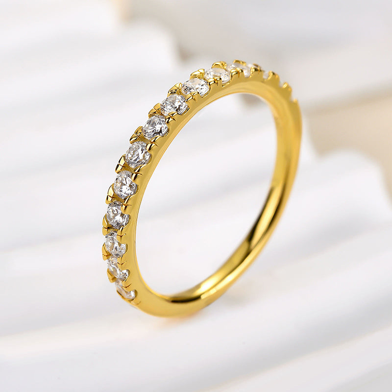 Round Cut Half Eternity Women's Wedding Band-Sterling Silver-lornajewelry