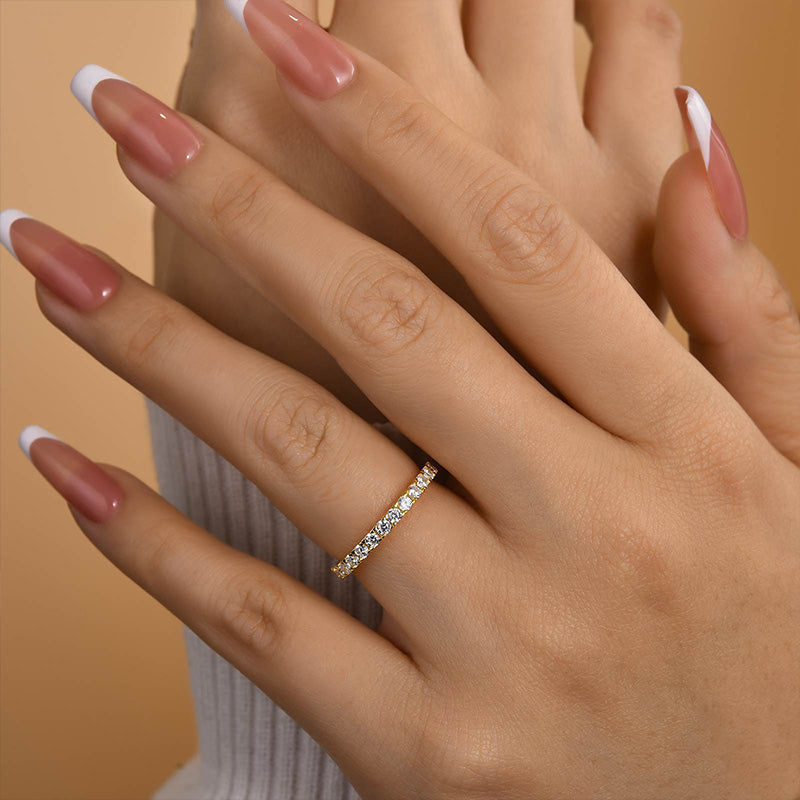 Round Cut Half Eternity Women's Wedding Band-Sterling Silver-lornajewelry