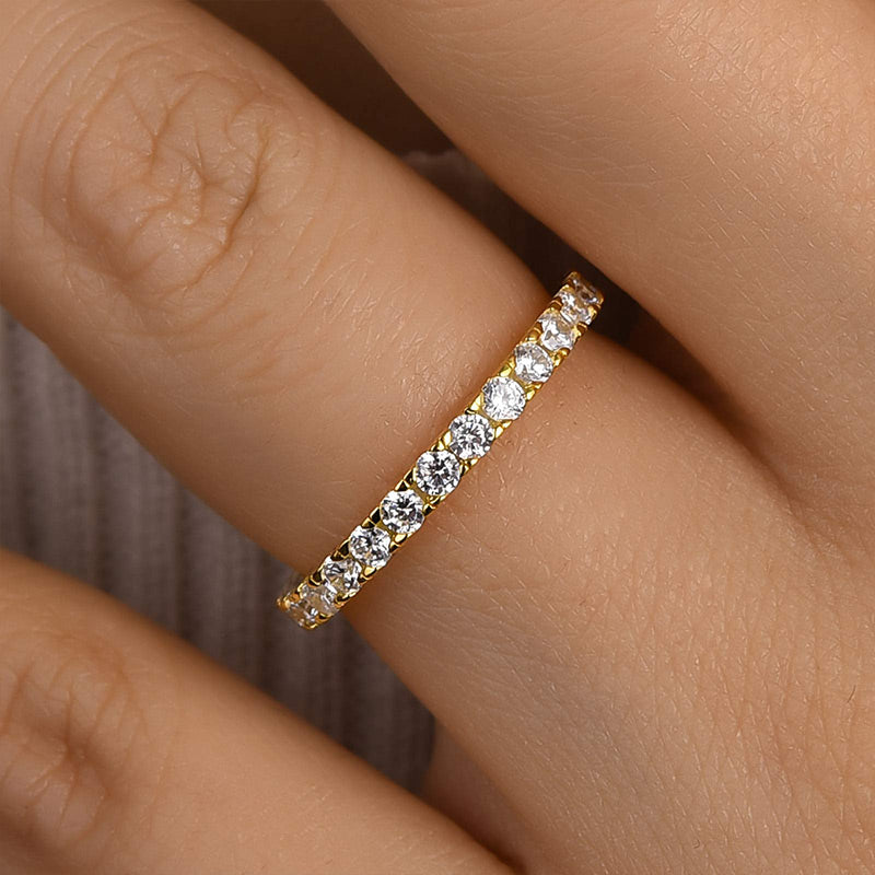 Round Cut Half Eternity Women's Wedding Band-Sterling Silver-lornajewelry