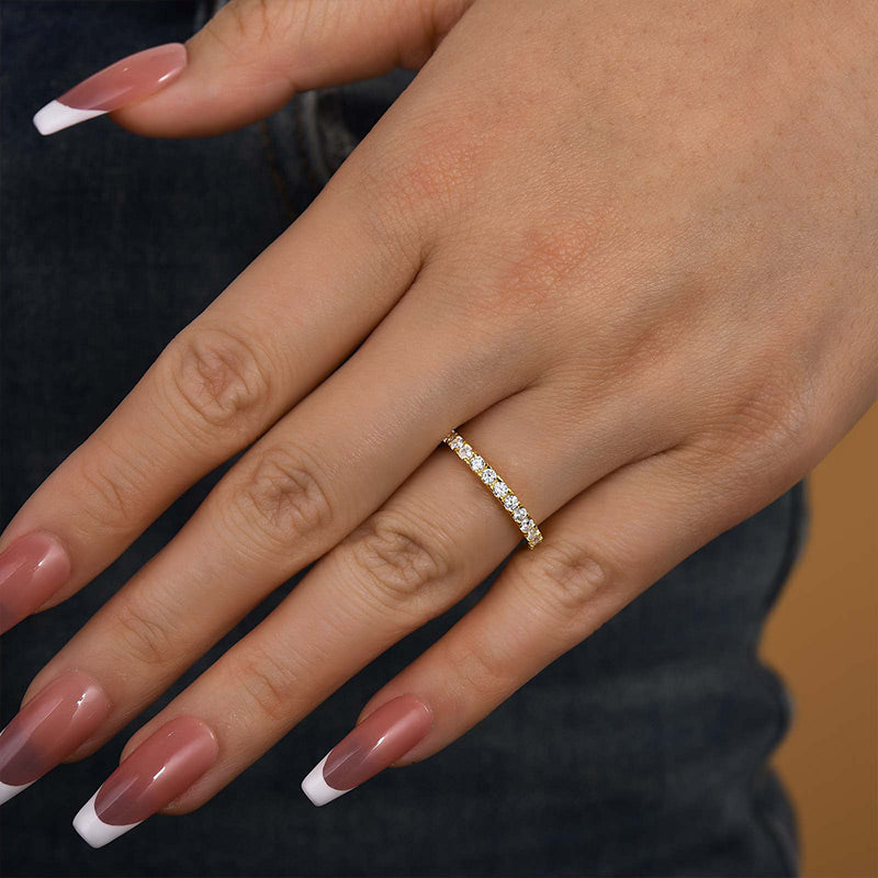 Round Cut Half Eternity Women's Wedding Band-Sterling Silver-lornajewelry