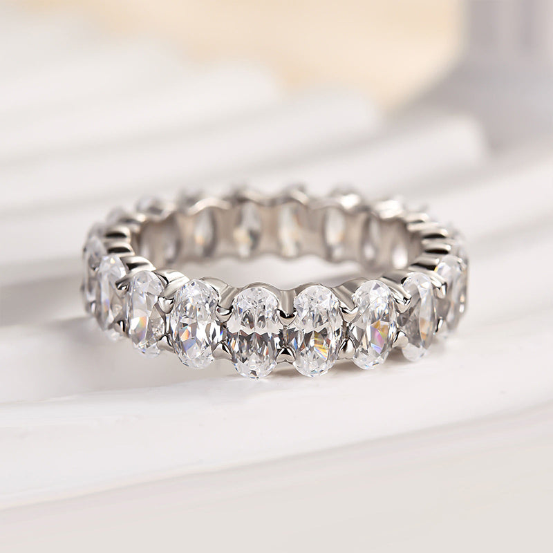 Full Oval Cut  Wedding Band-Sterling Silver-lornajewelry