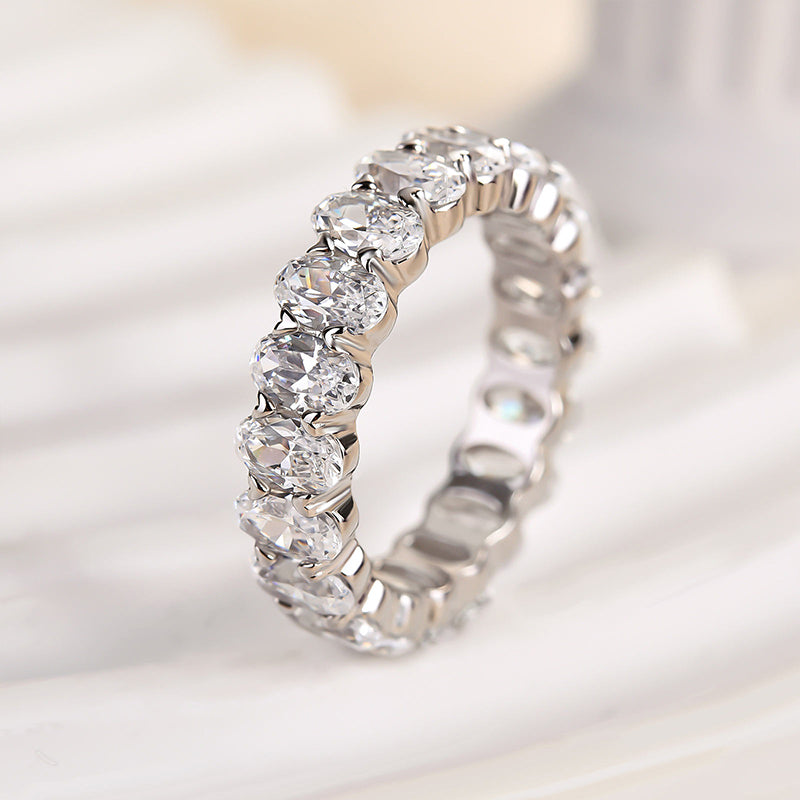 Full Oval Cut  Wedding Band-Sterling Silver-lornajewelry