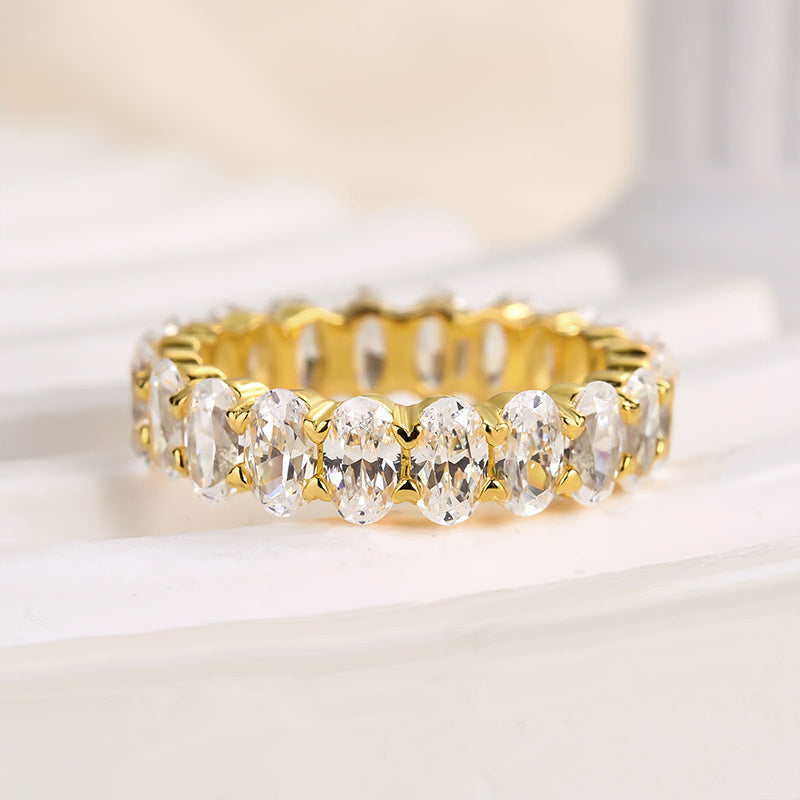 Full Oval Cut  Wedding Band-Sterling Silver-lornajewelry