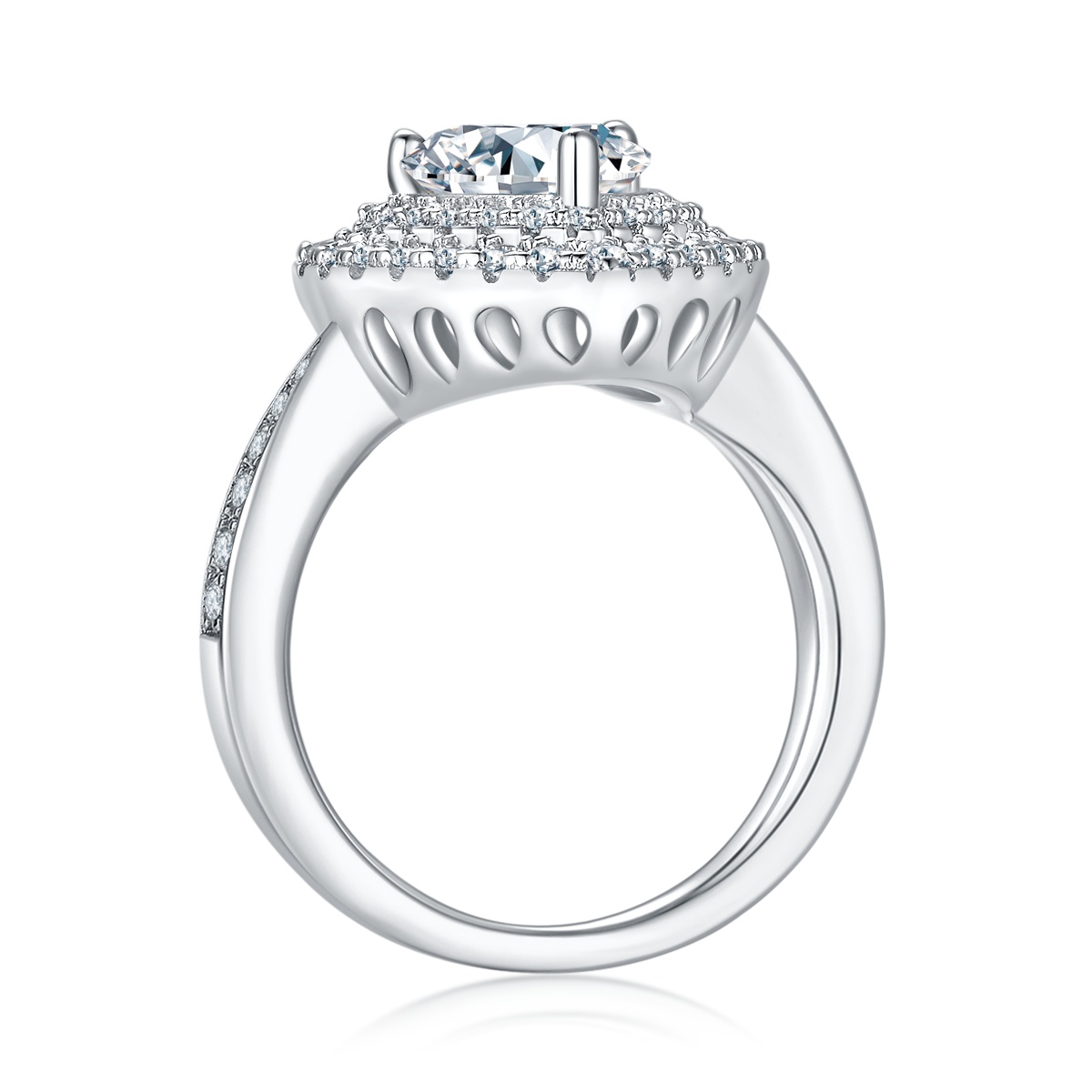 2Ct Moissanite Heart Cut Luxury Halo Engagement Ring in Sterling Silver-Sterling Silver-lornajewelry