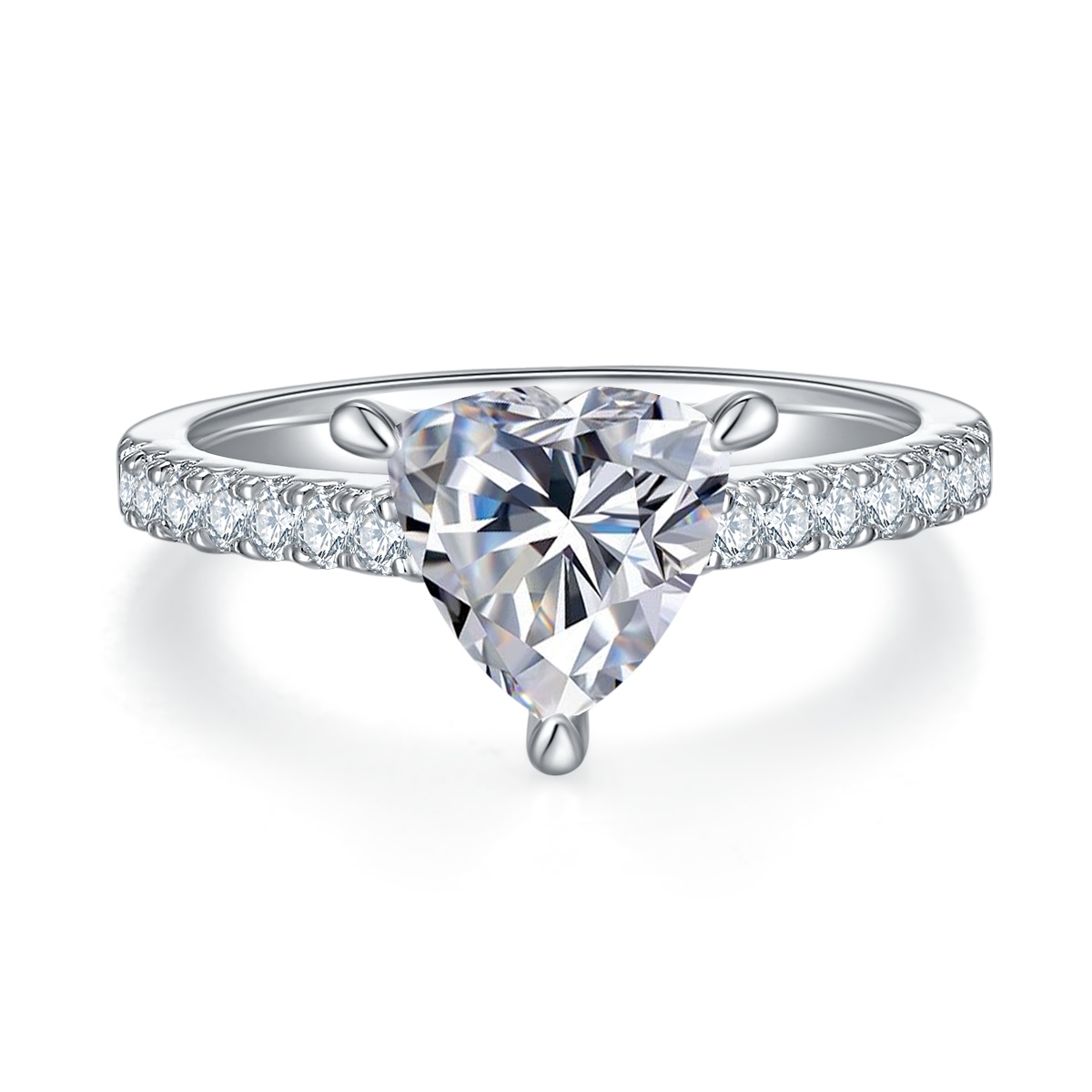 2Ct Moissanite Trillion Cut Delicate Pave Engagement Ring in Sterling Silver-Sterling Silver-lornajewelry