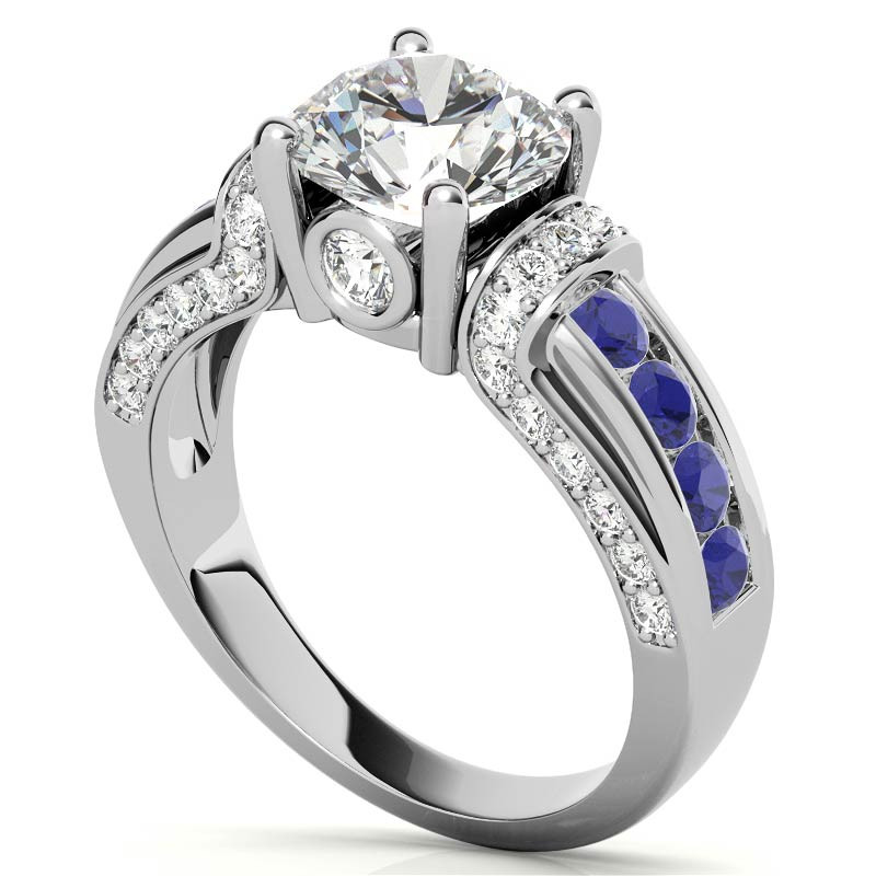 3Ct Moissanite Round Cut Two-Tone Sterling Silver Engagement Ring