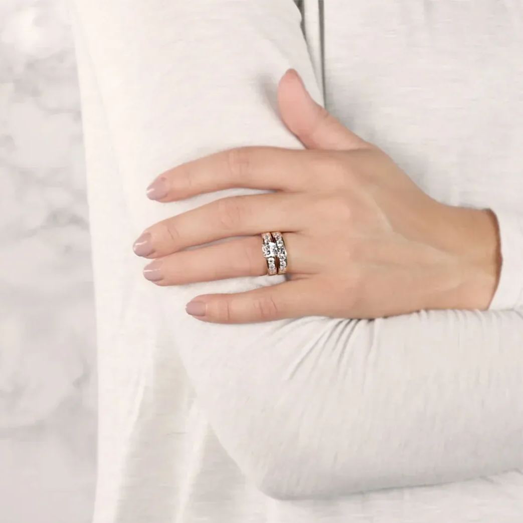 Moissanite Channel Set Full Eternity Wedding Band Ring In Sterling Silver-Sterling Silver-lornajewelry