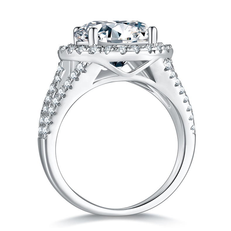 5Ct Moissanite Classic Round Halo Split Shank Engagement Ring