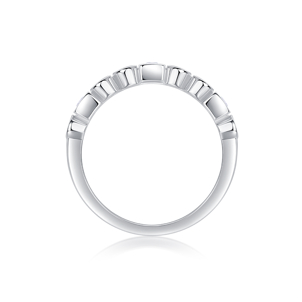 Moissanite Round & Princess Cut Irregular Design Women's Wedding Band In Sterling Silver-Sterling Silver-lornajewelry