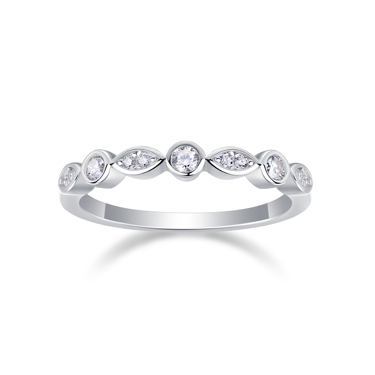 Moissanite Infinity Elegant Design Women's Wedding Band In Sterling Silver-Sterling Silver-lornajewelry