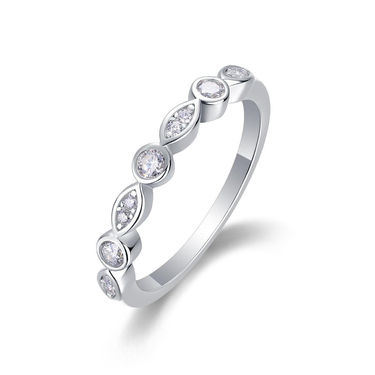 Moissanite Infinity Elegant Design Women's Wedding Band In Sterling Silver-Sterling Silver-lornajewelry
