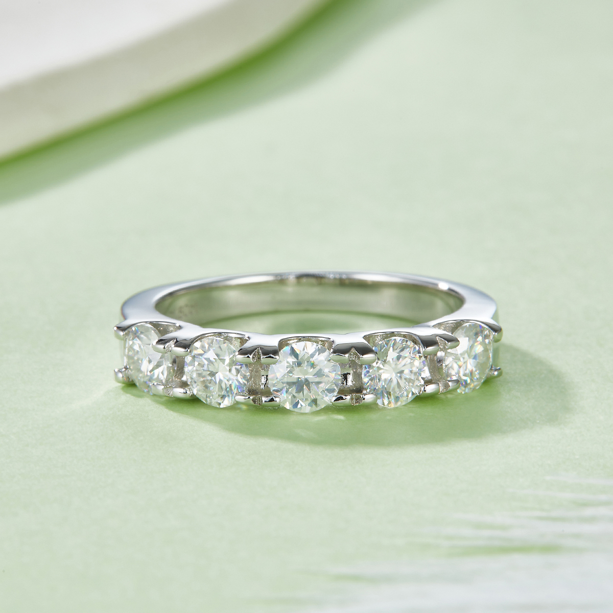 1.5Ct Moissanite Classic Design Women's Wedding Band In Sterling Silver-Sterling Silver-lornajewelry