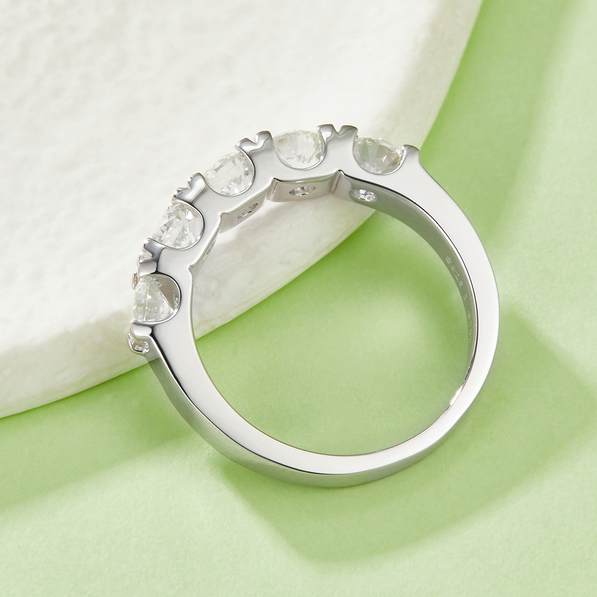 1.5Ct Moissanite Classic Design Women's Wedding Band In Sterling Silver-Sterling Silver-lornajewelry