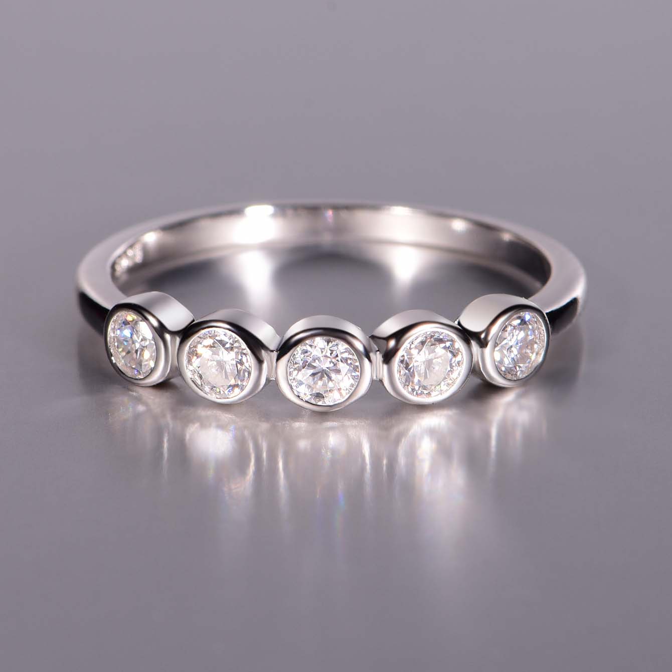 0.5Ct Moissanite Bubble Design Eternity Women's Wedding Band In Sterling Silver-Sterling Silver-lornajewelry
