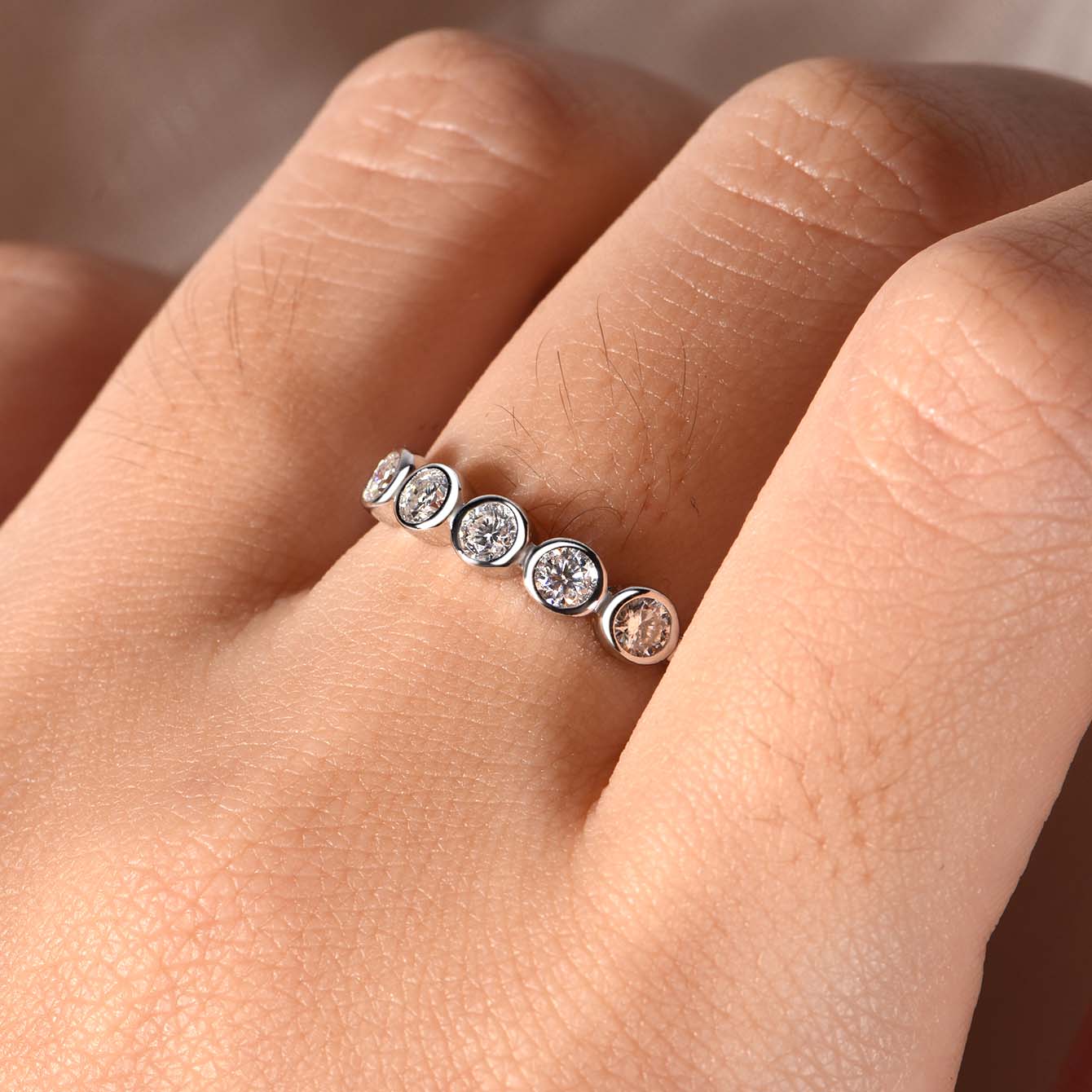 0.5Ct Moissanite Bubble Design Eternity Women's Wedding Band In Sterling Silver-Sterling Silver-lornajewelry