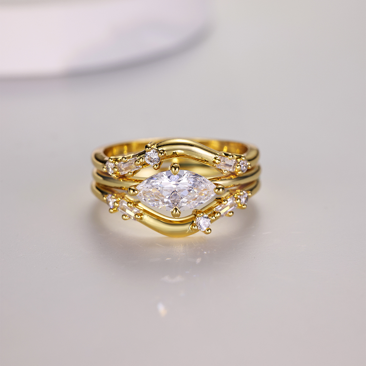 1.0Ct Moissanite Marquise Cut Graceful Wedding Set in Sterling Silver-Sterling Silver-lornajewelry