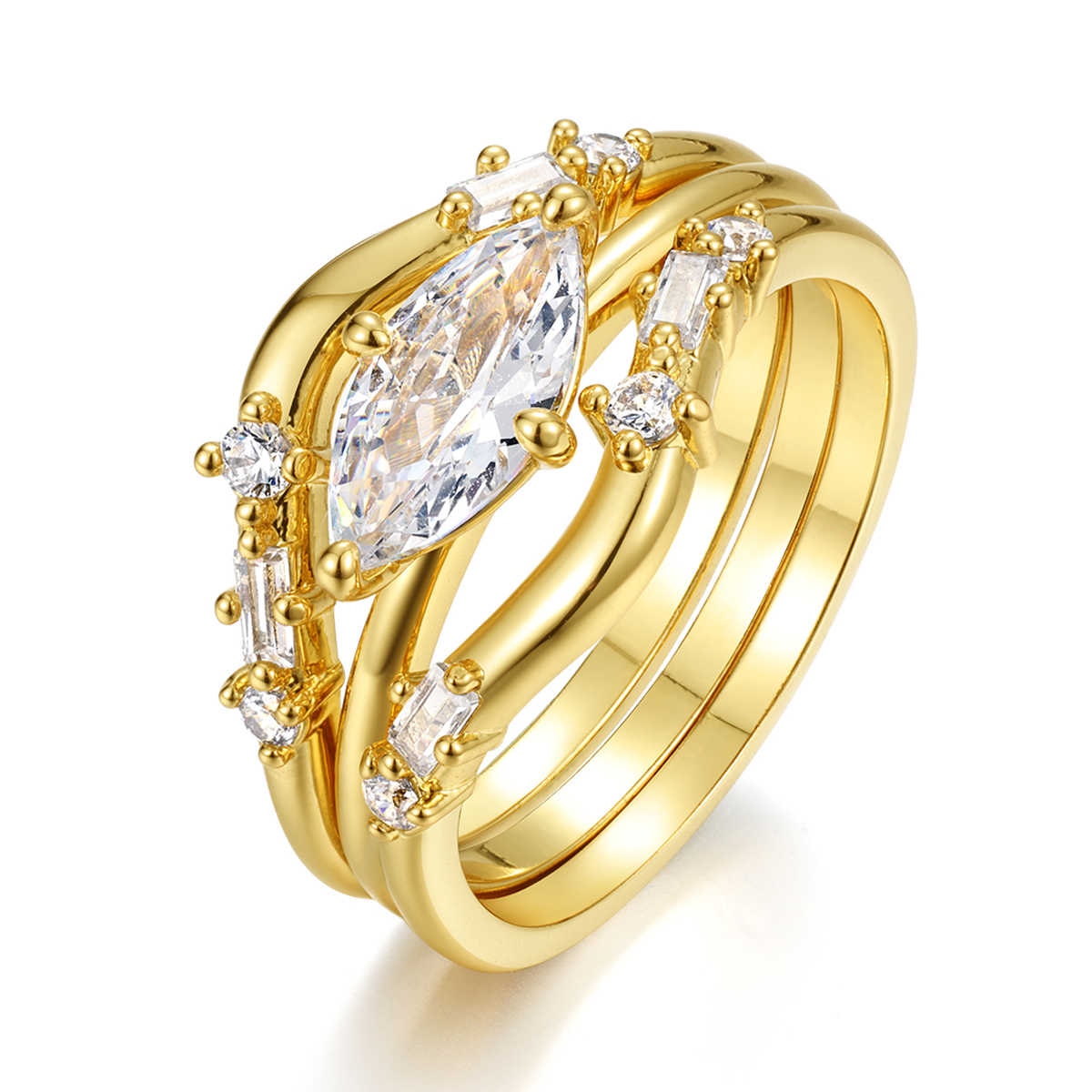 1.0Ct Moissanite Marquise Cut Graceful Wedding Set in Sterling Silver-Sterling Silver-lornajewelry