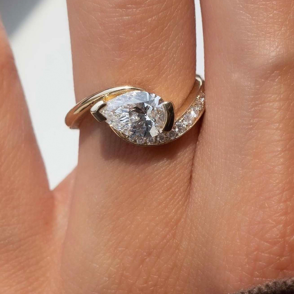 1.5Ct Moissanite Pear Cut Infinity Romantic Design Engagement Ring in Sterling Silver-Sterling Silver-lornajewelry