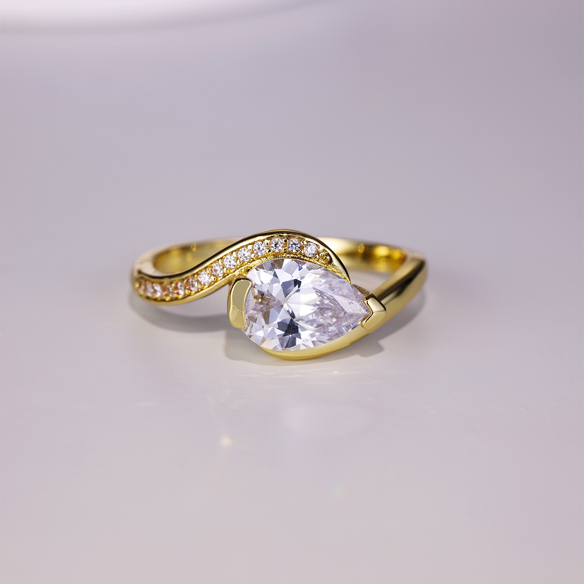 1.5Ct Moissanite Pear Cut Infinity Romantic Design Engagement Ring in Sterling Silver-Sterling Silver-lornajewelry