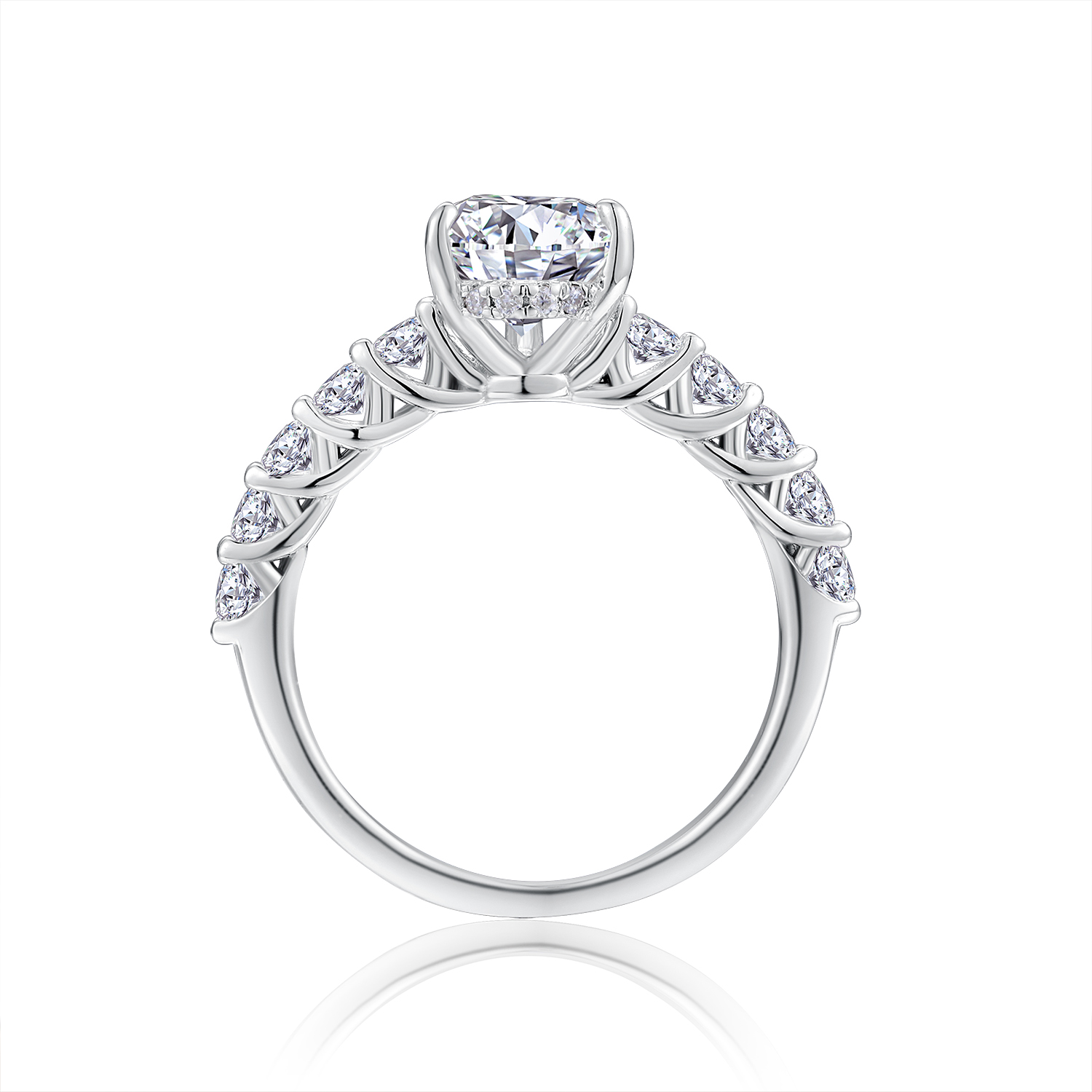 3Ct Moissanite Pear Cut Pave Elegant Design Engagement Ring in Sterling Silver-Sterling Silver-lornajewelry