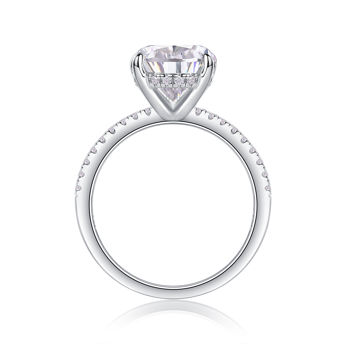 5Ct Moissanite Pear Cut Pave Timeless Design Engagement Ring in Sterling Silver-Sterling Silver-lornajewelry