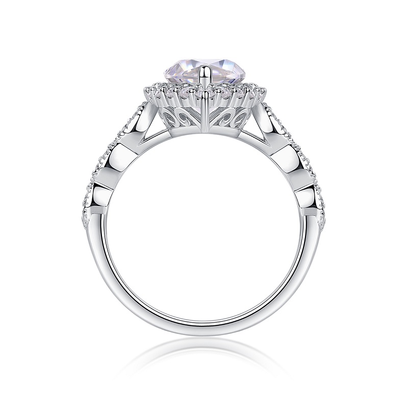 3Ct Moissanite Marquise Cut Halo Elegant Design Engagement Ring in Sterling Silver-Sterling Silver-lornajewelry