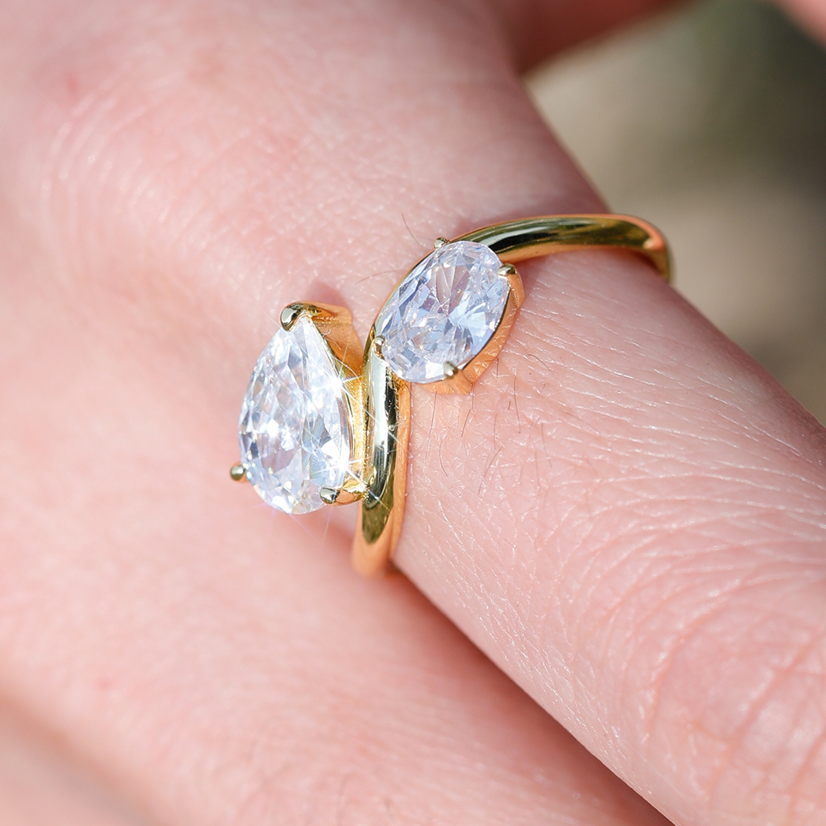 2.5Ct Moissanite Pear Oval Cut Two Stone Elegant Engagement Ring in Sterling Silver-Sterling Silver-lornajewelry