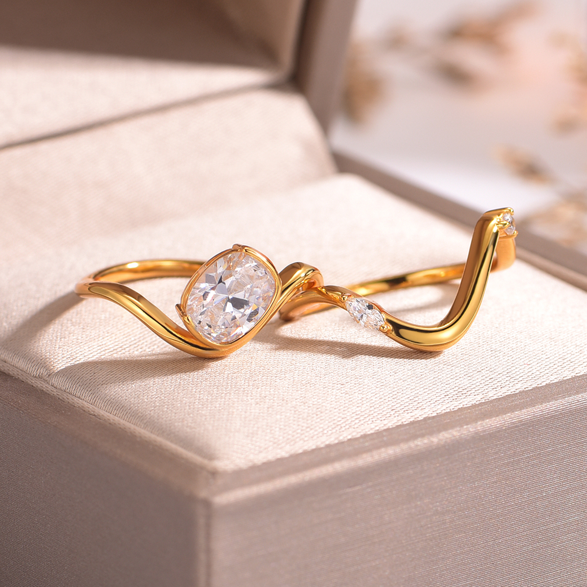 2.0Ct Moissanite Cushion Cut Elegant Wedding Set in Sterling Silver-Sterling Silver-lornajewelry