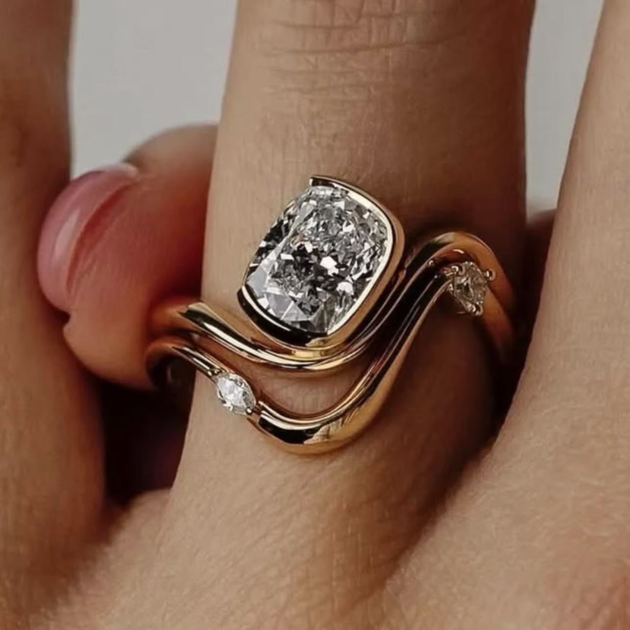 2.0Ct Moissanite Cushion Cut Elegant Wedding Set in Sterling Silver-Sterling Silver-lornajewelry