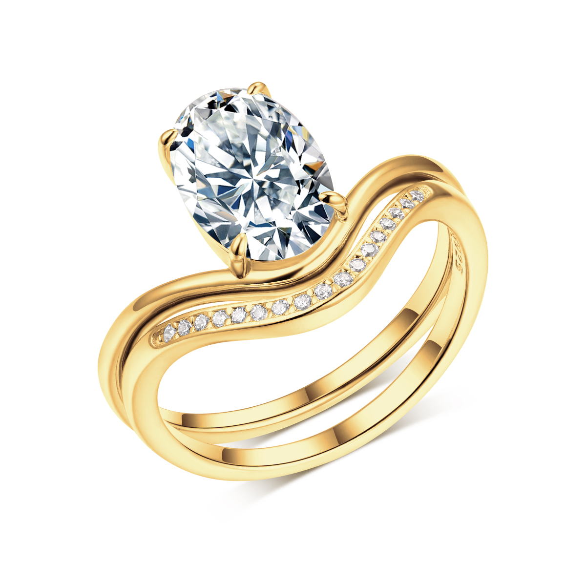 2.5Ct Moissanite Oval Cut Classic Wedding Set in Sterling Silver-Sterling Silver-lornajewelry