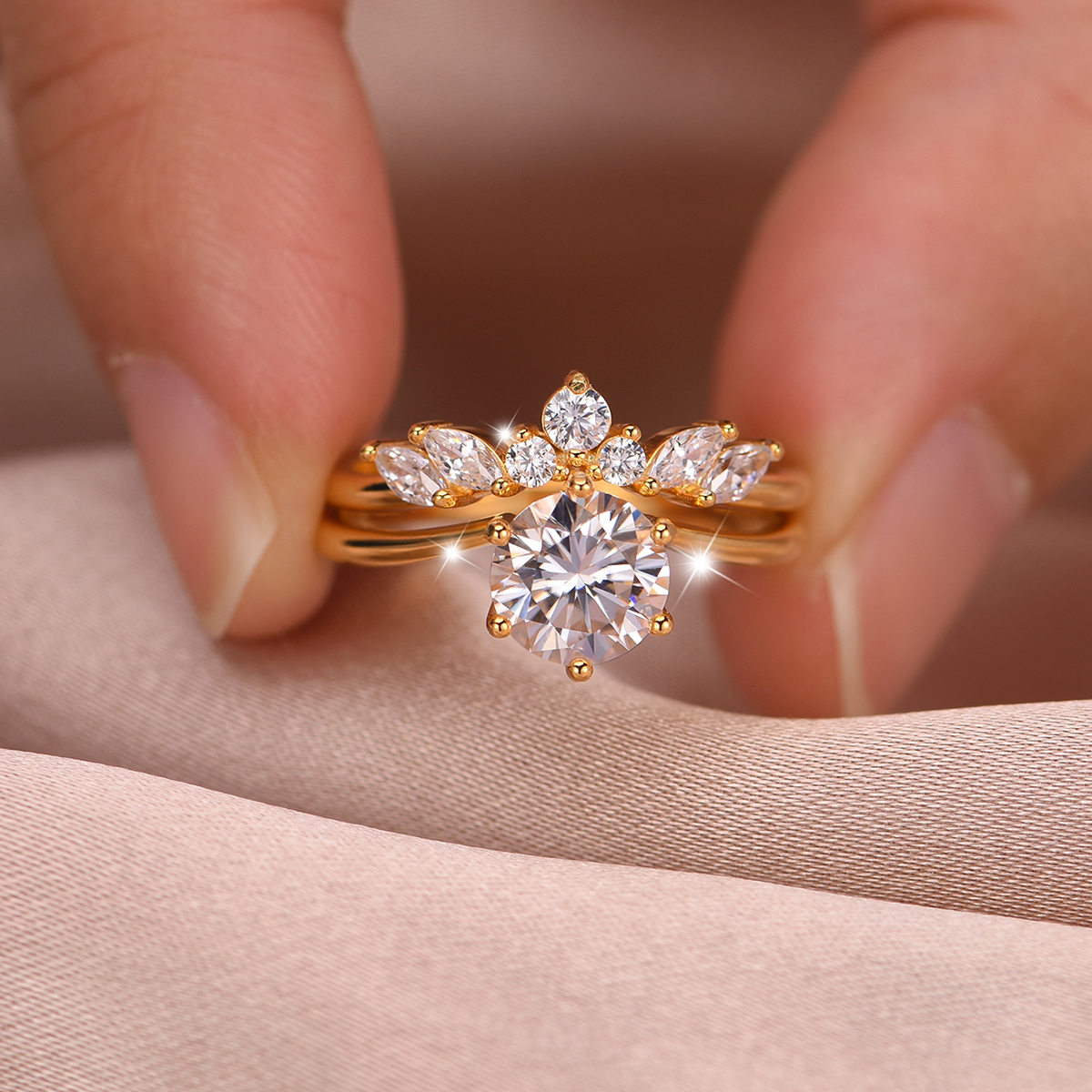 1.2Ct Moissanite Sophisticated Wedding Set in Sterling Silver-Sterling Silver-lornajewelry