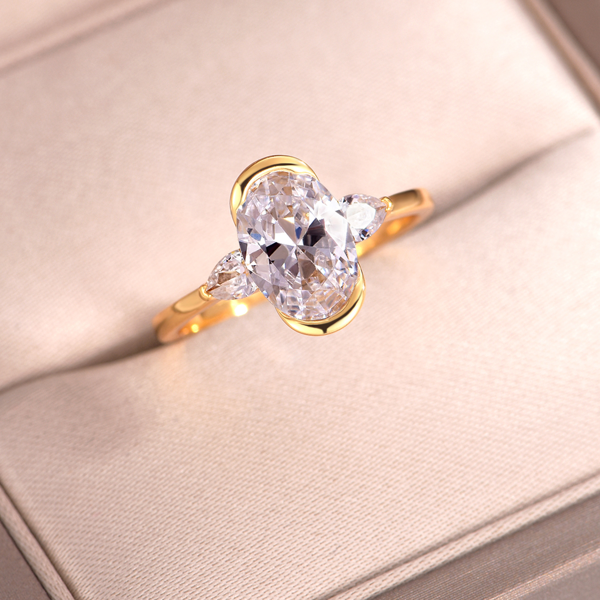 2.5Ct Moissanite Oval Cut Side Stone Luxurious Design Engagement Ring in Sterling Silver-Sterling Silver-lornajewelry