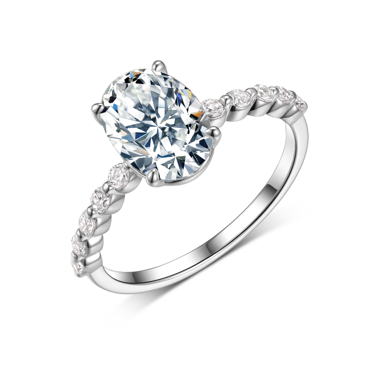 2.5Ct Moissanite Oval Cut Pave Timeless Style Wedding Engagement Ring in Sterling Silver-Sterling Silver-lornajewelry