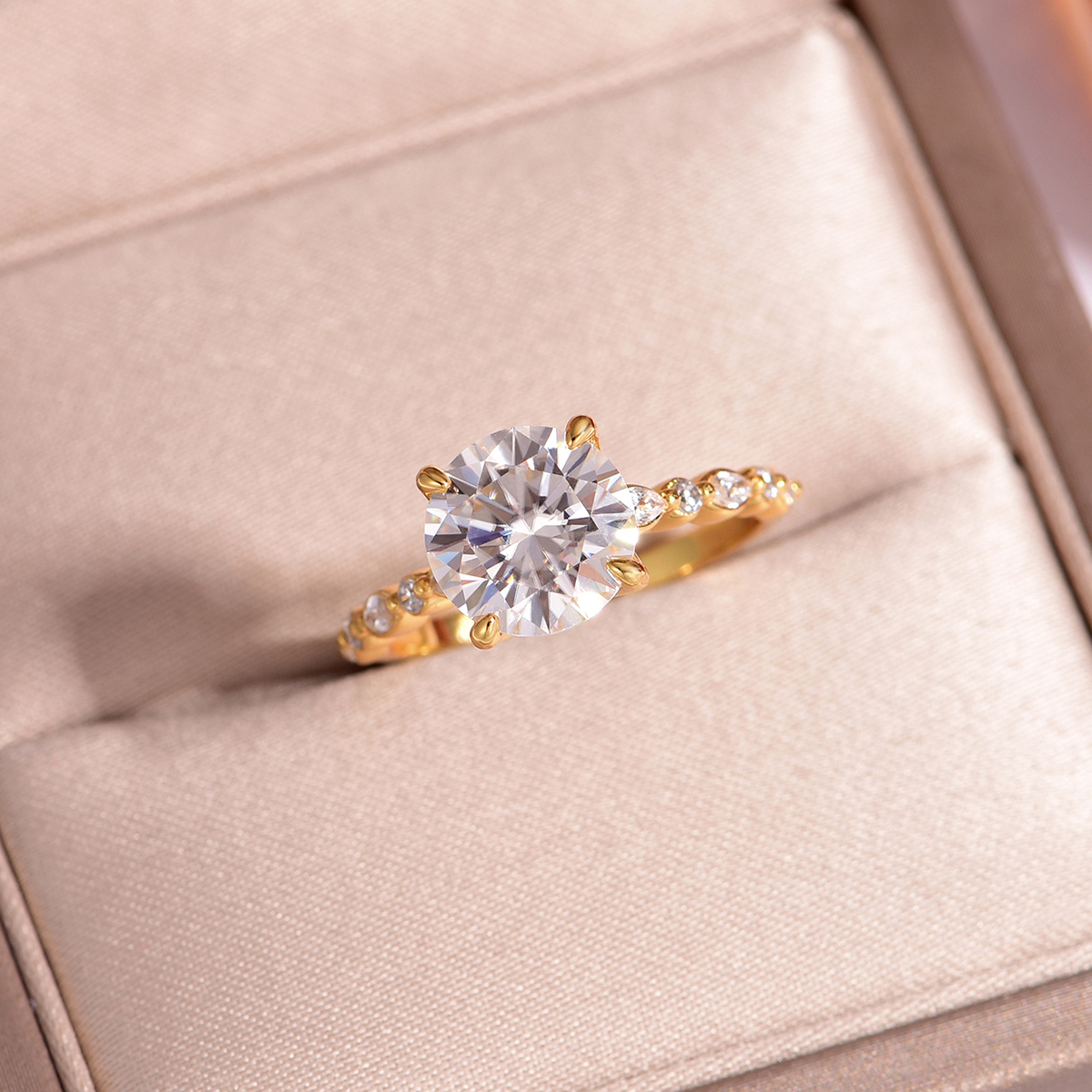 3Ct Moissanite Floral Bloom Luxury Pave Engagement Ring in Sterling Silver-Sterling Silver-lornajewelry