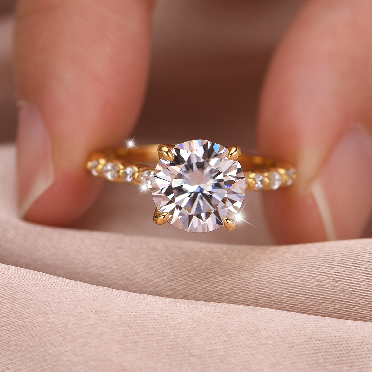 3Ct Moissanite Floral Bloom Luxury Pave Engagement Ring in Sterling Silver-Sterling Silver-lornajewelry