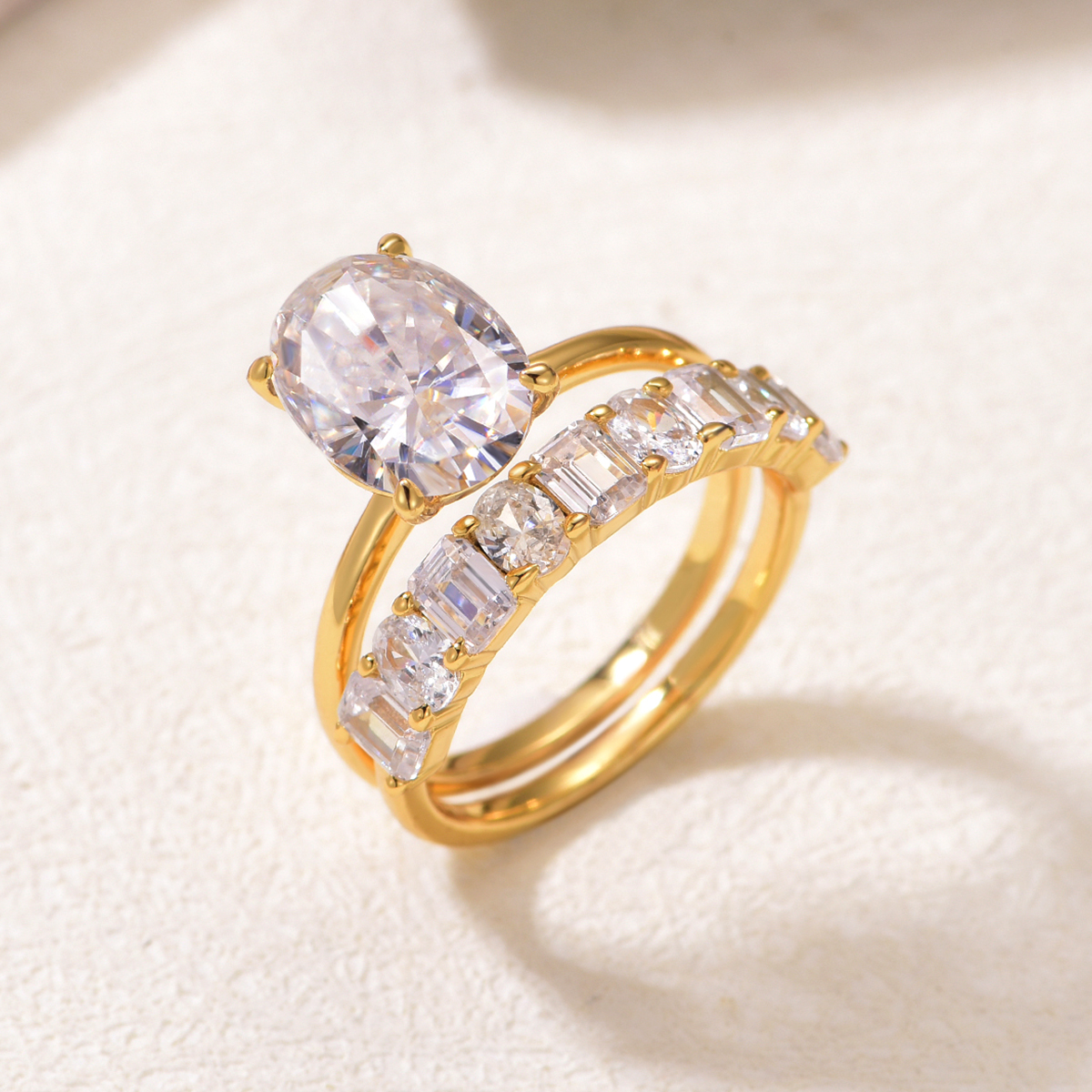 4.5Ct Moissanite Oval Cut Luxurious Wedding Set in Sterling Silver-Sterling Silver-lornajewelry
